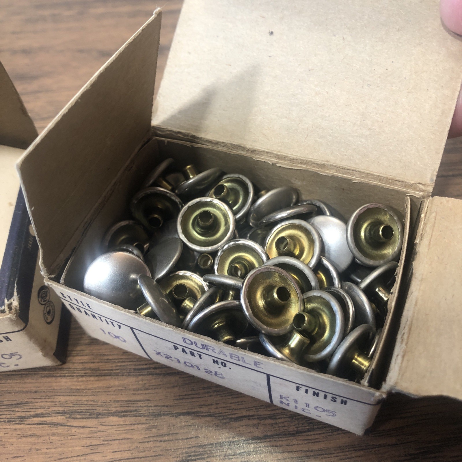 5 Open Box Lot Vtg Carr DOT Fasteners Clothing Rubber Aircraft Marine Snaps Stud