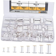 166pcs Wire Ferrules Kits AWG 1/0 2/0 2 4 6 8 10 12 Silver Plated Copper