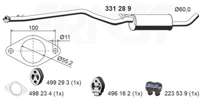 ERNST Mittelschalldämpfer 331289 für CONNECT FORD TRANSIT TOURNEO TDCi TDDi