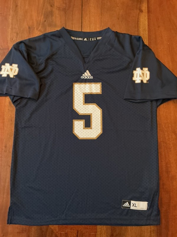 Notre Dame Fighting Irish Football Jersey #5 Youth Size XL Blue Gold adidas