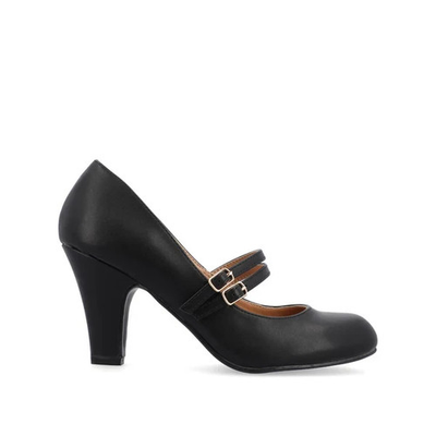 #ad New Journee Windy Croco Double Strap Pumps Women Black Wide 9.5 $32.45