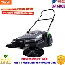 VEVOR Walk-behind Hand Push Floor Sweeper 25.6" Width 5 Gallon Waste Container