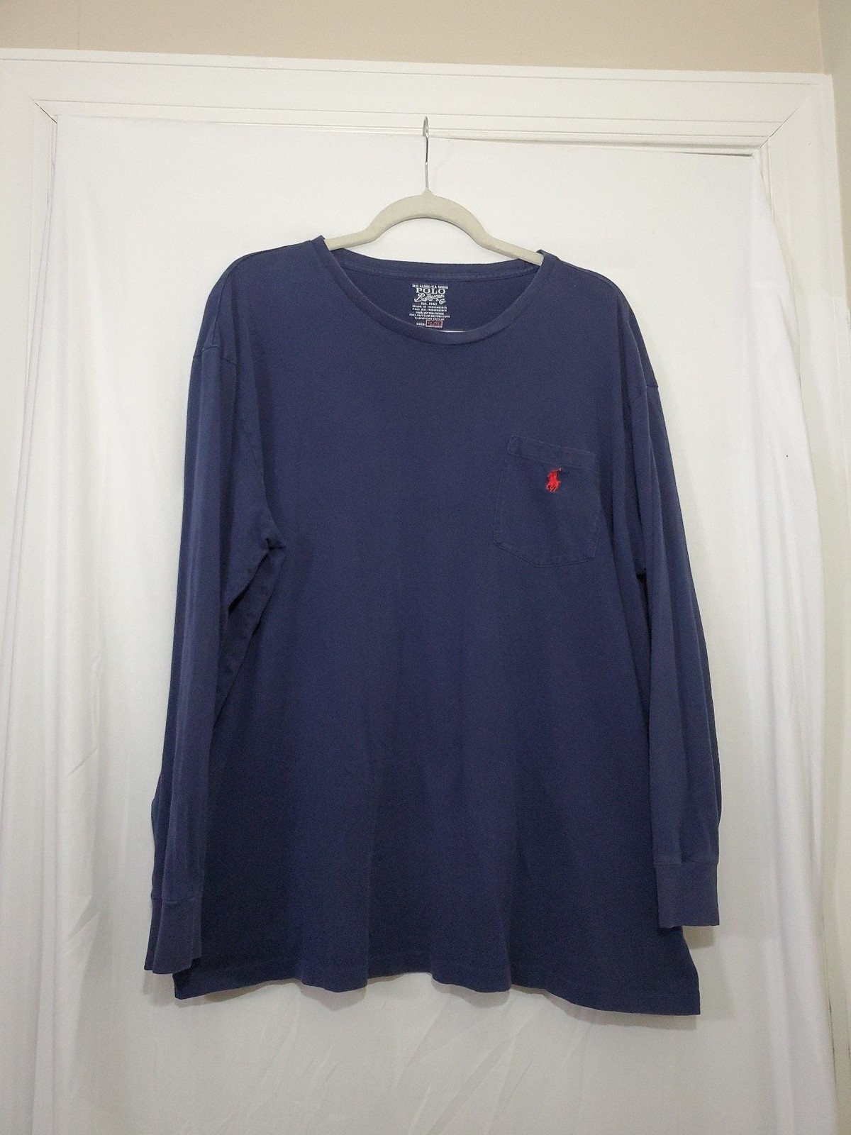 Polo Ralph Lauren Long Sleeve Pocket T-Shirt Navy Blue Size XL