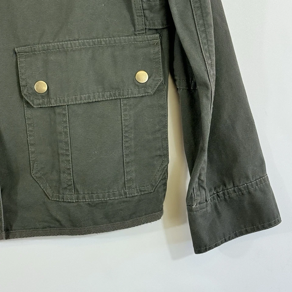 Kut From The Kloth Womens XL Olive Green Canvas Military Utility Jacket Coat - Image 4 of 4