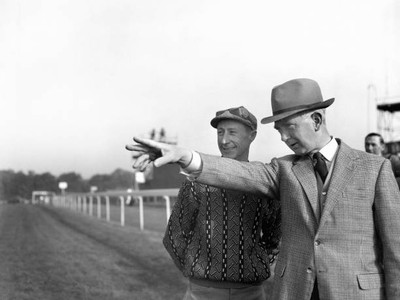 Trainer Vincent O Brien gives a few pre Derby tips to jockey - 1962 Old Photo