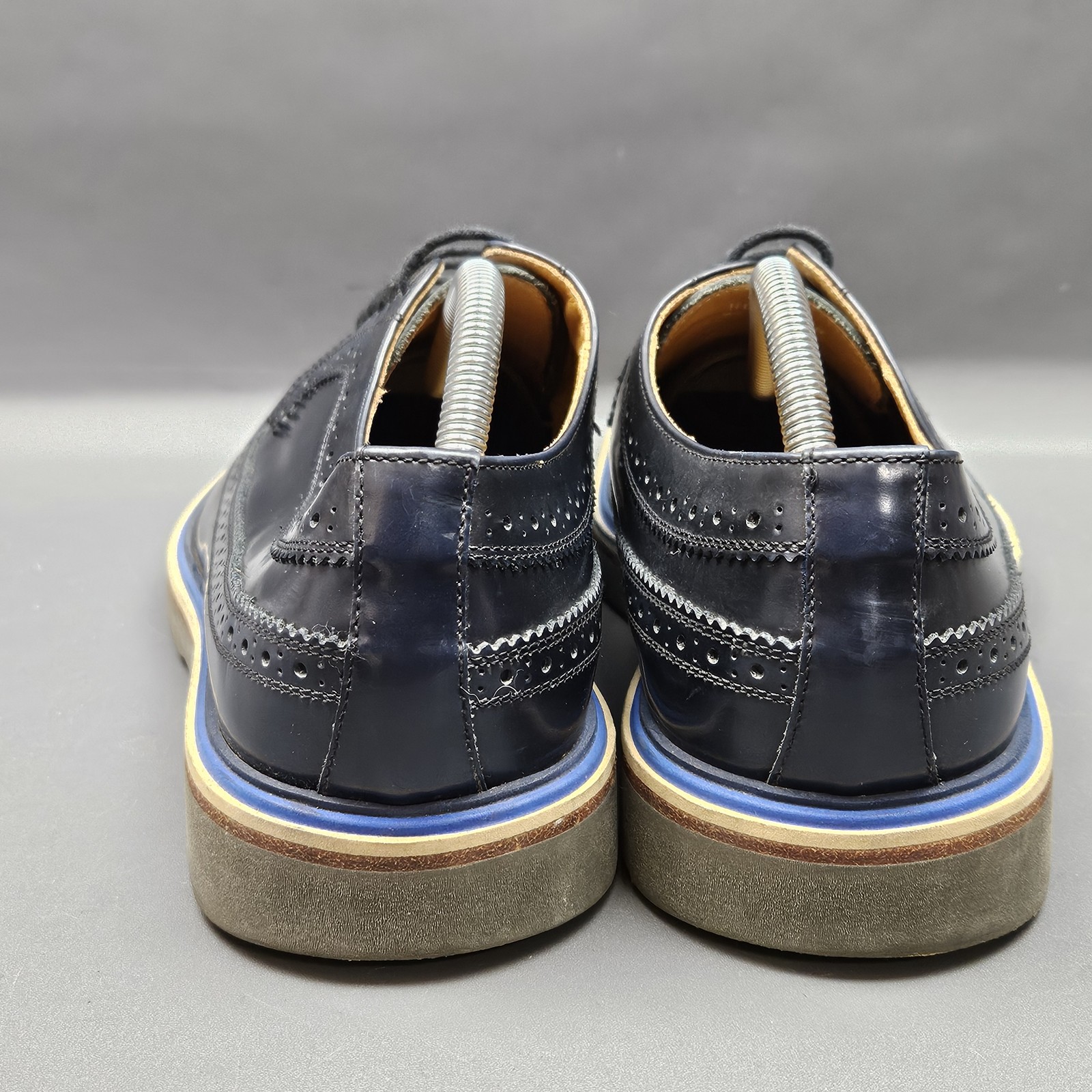 SAOLA Scarpe Paul Smith Grand Brogue uomo taglia 8 blu navy punta alare casual derby Oxford