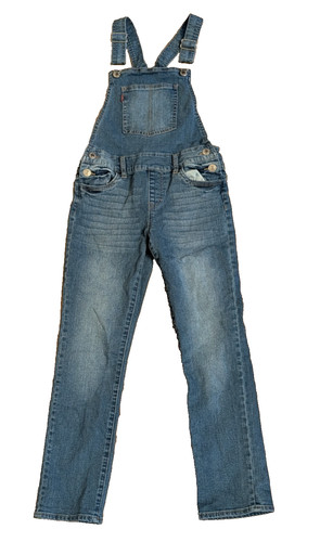 Levis Girls Overalls Blue Denim Youth Size 10R, Medium Wash, Adjustable Strap