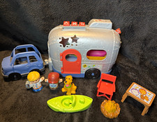 Fisher-Price Little People Camper Trailer Playset, Blue SUV, 3 Figures, works