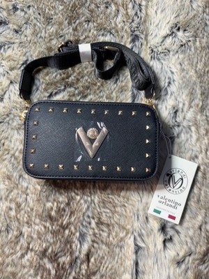 VALENTINO ORLANDI ITALY Black Studded CROSSBODY BAG Authentic MSRP $280