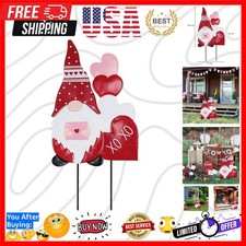 Valentines Day Decorations Outdoor, Metal Gnomes Decorative Garden Stakes wit...