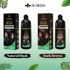 BiBlush Ammonia-Free Hair Dye Shampoo – Natural Black & Dark Brown, 400ml, For M
