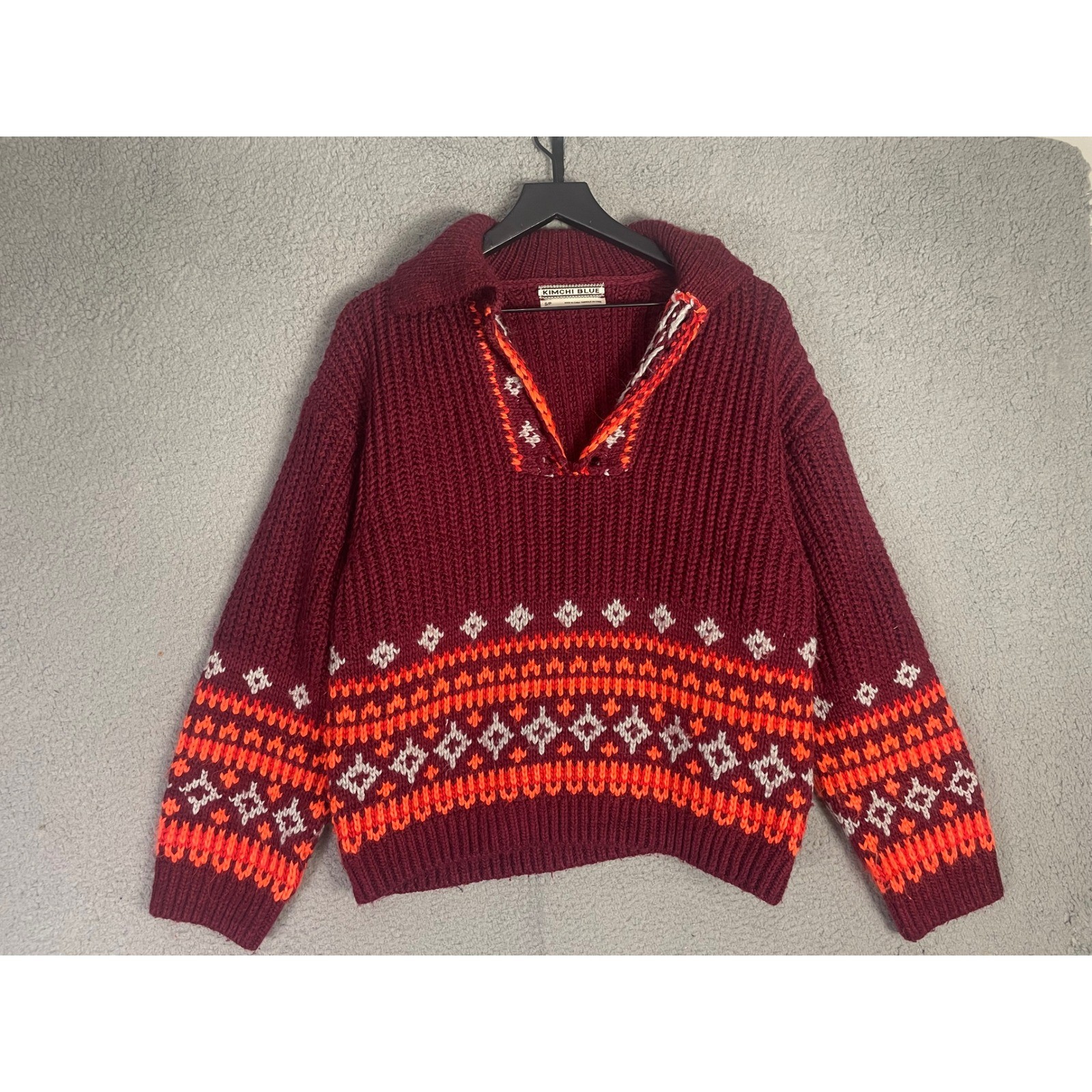 Kimchi Blue Urban Outfitters Fair Isle Chunky Knit Sweater Women's Cozy Small image 7