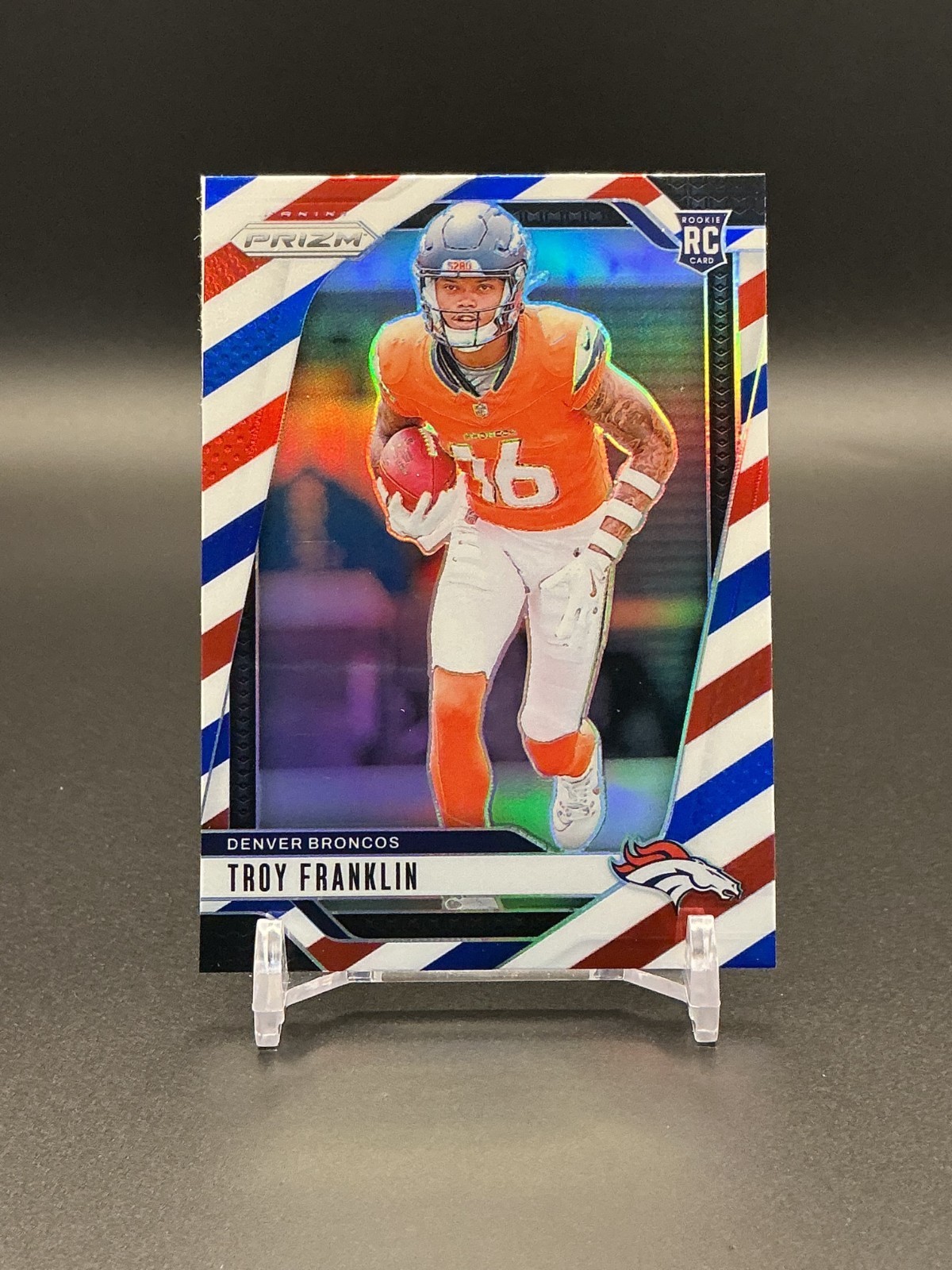 2024 Panini Prizm #393 Troy Franklin - Red White Blue Prizm RC