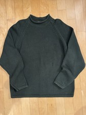 VINTAGE J Crew Roll Neck Fisherman Oarsman Cotton Sweater Spruce Green, Large