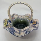 Hull Pottery Blossom Flite T8 Basket Pink Blue Green 1955 Mid Century @ 6inx6in