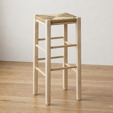 Bar Stool 73cm Natural Colour Wooden Blank For Painting Square Seat Straw