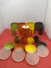 22 Tupperware Kids Dishes Mini Serve It Set Lot Plate Lids Vintage Bowl Mug Cup