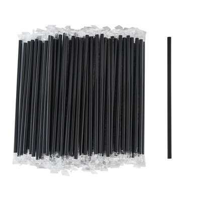 Disposable Black Plastic Boba Straws 9 Inch - 8mm Wide Diameter Individually ...