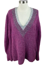 rag & bone Purple Gray Wool Alpaca Jonie Fuzzy Tunic Sweater  M Quiet Luxury