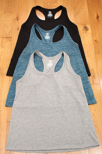 Athletic Works ATHLETIC TANK TOP LOT Womens 12 14 Large Racer Back Blue Black
