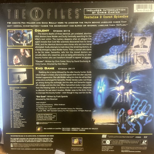 The X Files (Colony + End Game) Laserdisc (Not a DVD) - Very Good - Picture 3 of 3