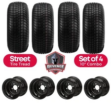 10" Glossy Black Steel Golf Cart Wheels and Tires Combo (205/65-10) Set of 4