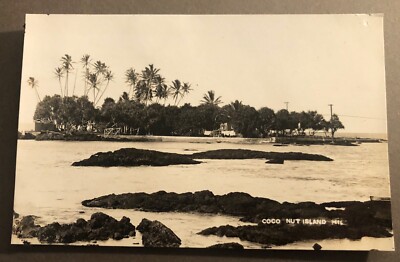 RPPC 1920s Coco Nut Island at Hilo  on the  Big Island TH Hawaii