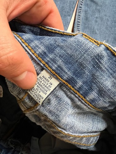 MENS USED DISTRESSED TRUE RELIGION SLIM FIT DENIM BLUE JEANS SIZE 31X34 - 第 5/10 張圖片