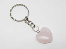 Heart Quartz Keyring Natural Stone Tigers Eye Amethyst Malachite Opal Selenite