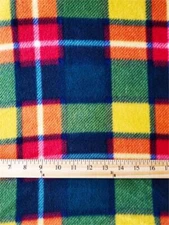 Fleece Printed Fabric RED, BLUE, GREEN, ORANGE squares / 58" Wide / Sold by yard