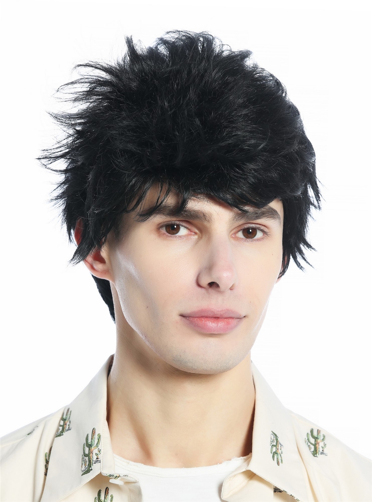 Wig Men Women Short Retro 80s Teased Wild Uncombed Black