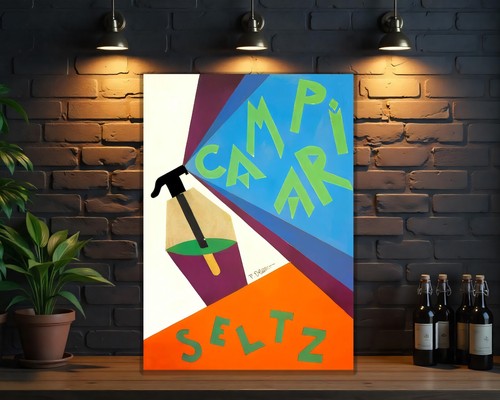 Campari Seltz Futurist Heay Metal Sign – Bold Geometric Wall Sign 60x40cm - 第 1/5 張圖片