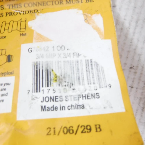 Jones Stephens 1"OD x 36"L 3/4"FNPTx 3/4"MNPT Gas Line Connector Fitting Hose - Picture 6 of 6