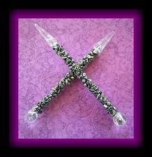 HEMATITE WAND  With Silver and Quartz Point, Chakra Wand, HEMATITE Crystal Wand