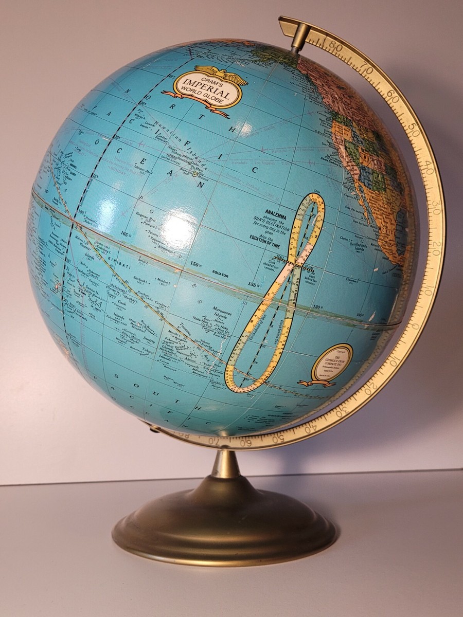 【CRAM'S IMPERIAL WORLD地球儀】 Vintage Cram's Imperial World Globe on Metal Stand. For Sale