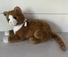 Vintage DAKIN 1987 Kitty Cat Stuffed Animal Tan And White Toy Lying Down