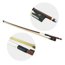3/4 Violin Bow Brazilwood Stick with Leather Grip  White Horsehair, Ebony Frog