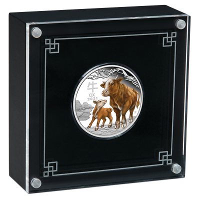 2021 Australia COLORED PROOF Lunar Year of the OX 1oz Silver $1