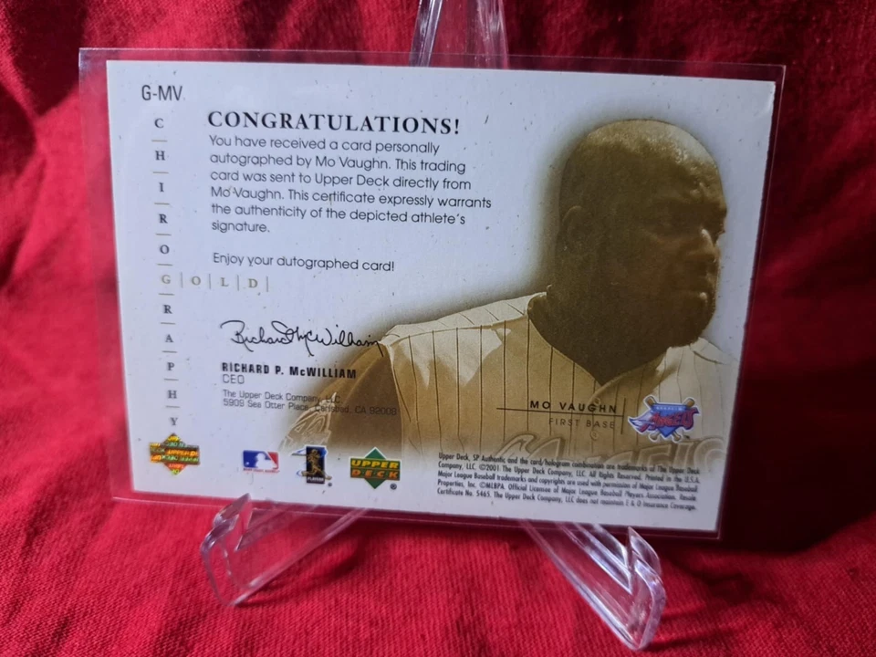 2001 SP Authentic Chirography Gold /42 Mo Vaughn #G-MV Auto - Image 2 of 2