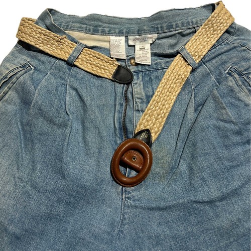 Vintage Jones New York Sports Womens Blue Mid Rise Jean Shorts with Belt sz 4 - Picture 2 of 6