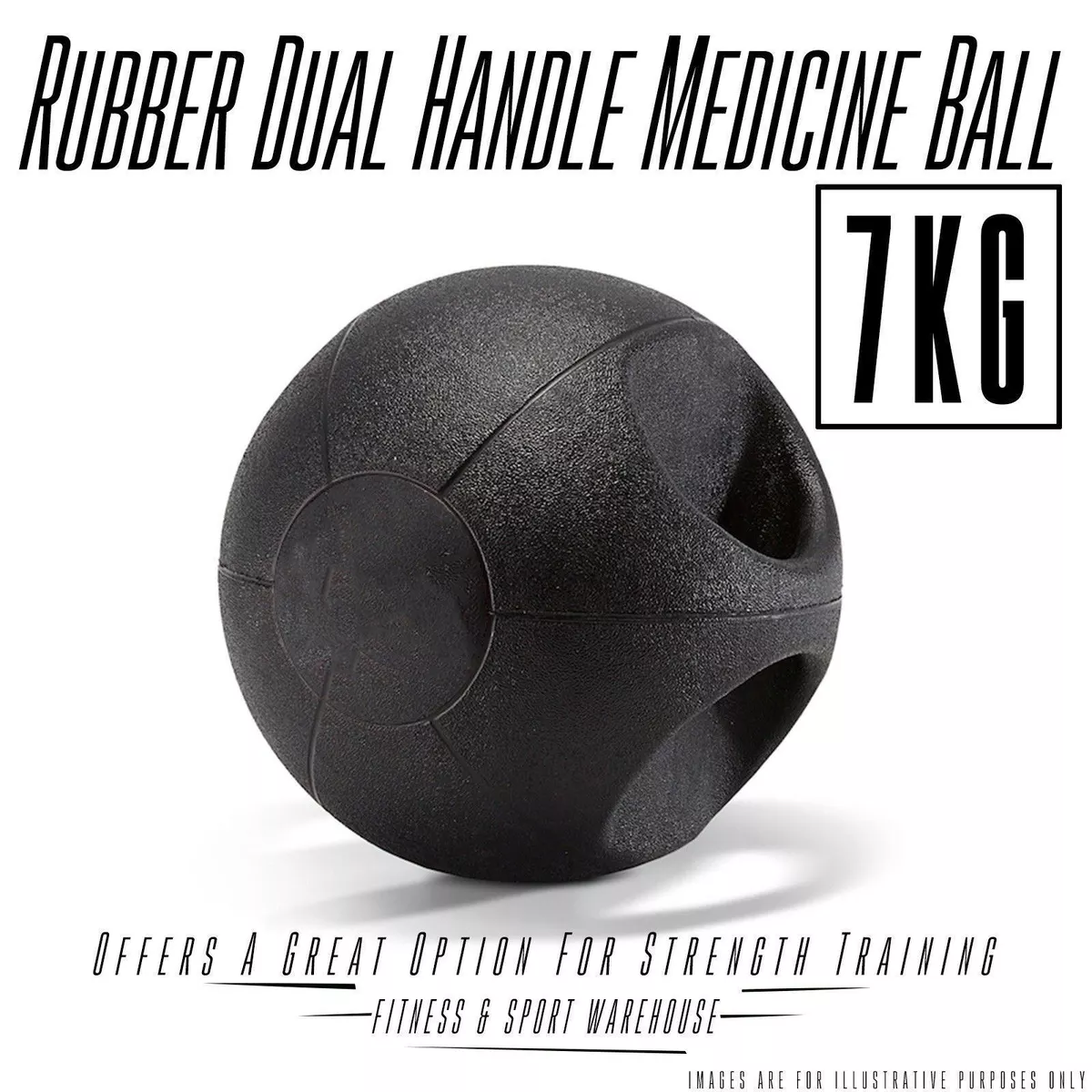 7KG Double Grip Rubber Medicine Ball Dural Handle Exercise Balls