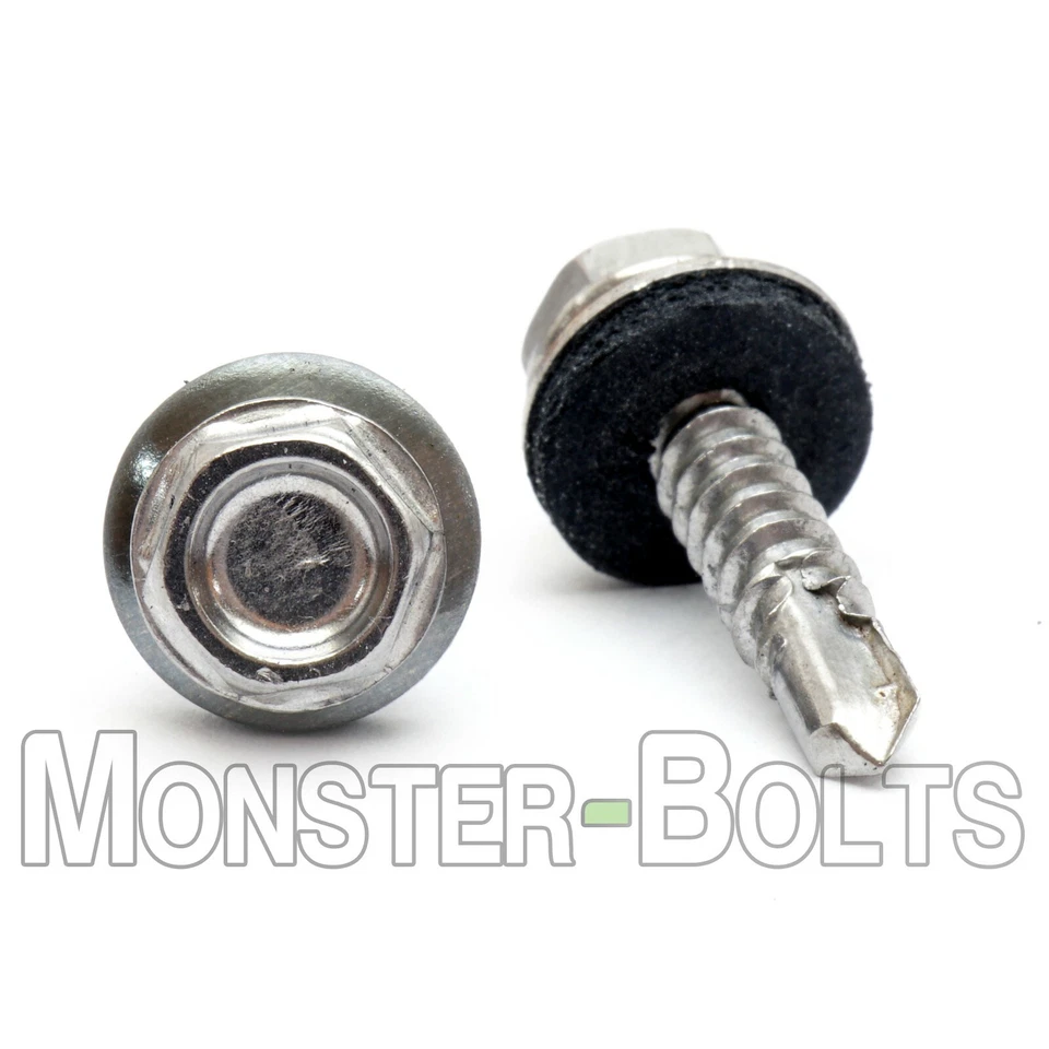 #12 Stainless Steel HWH w Bonded EPDM Washer, Self Drilling / Tek Roofing Screws - Image 2 of 2