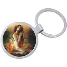 Orange Mermaid Keychain - Includes 1.25 Inch Loop for Keys or Backpack