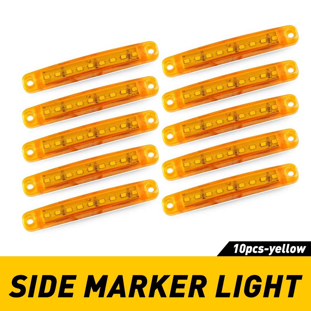 12 LED Side Marker Lamp Fish Shape Freightliner Truck Trailer Light Amber 20PCS