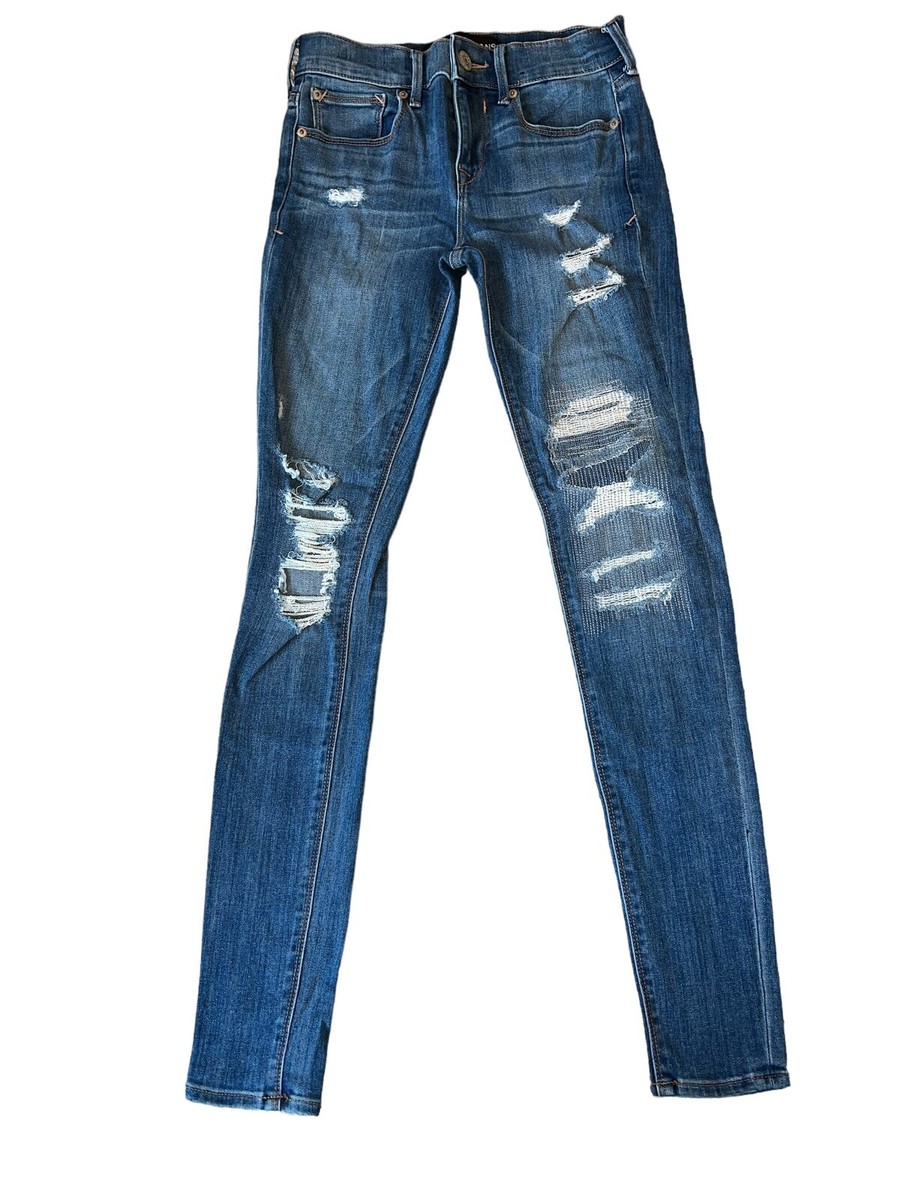 Express Women's Jeans Mid-Rise Legging Ripped Denim Skinny Jeans