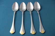 4 Teaspoons Yamazaki CARA GOLD Stainless Japan LIGHT USE 6 1/4"