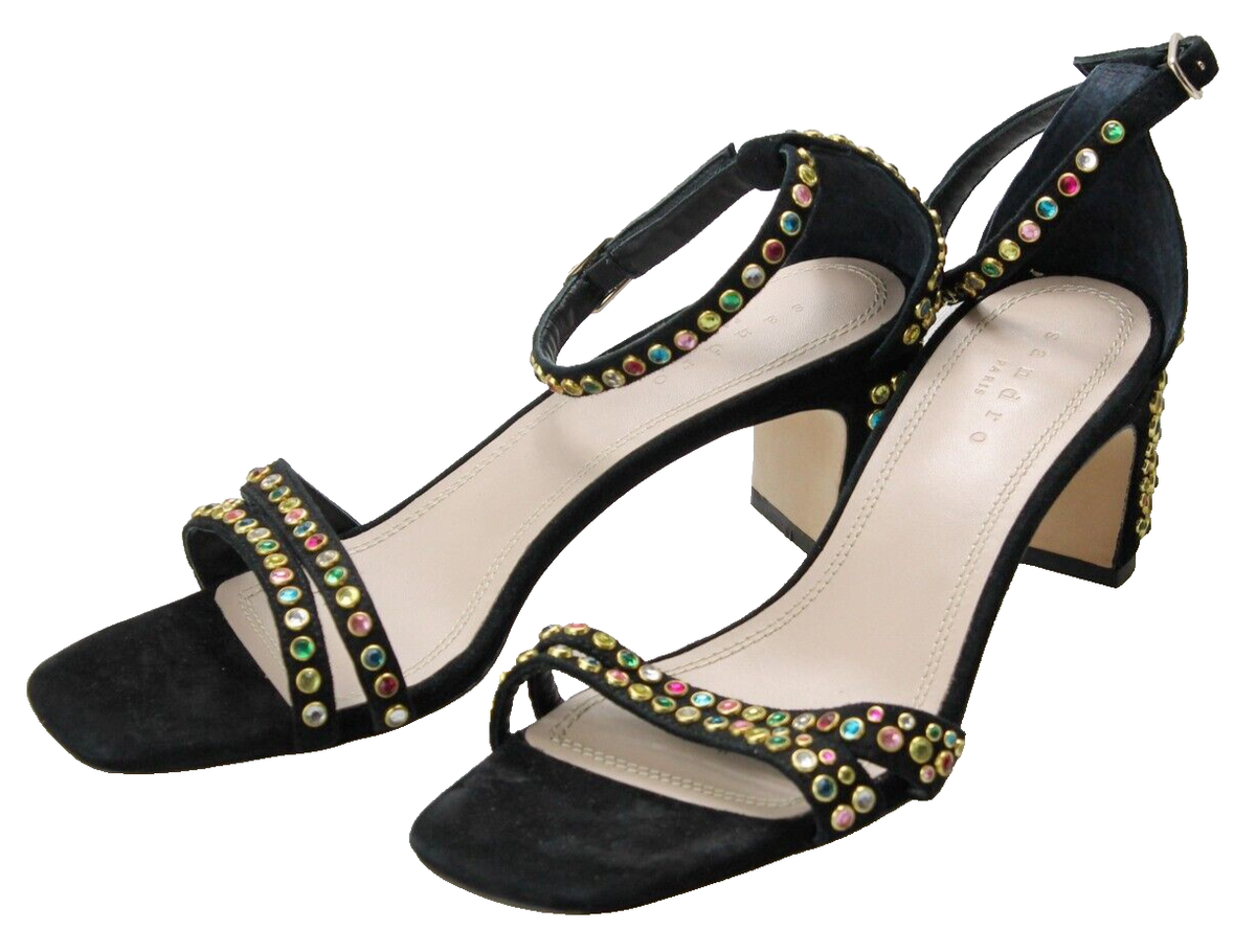 Sandro Scarpe Donna Eu 40 UK pelle Capra Camoscio Borchie Tacco  Sandali