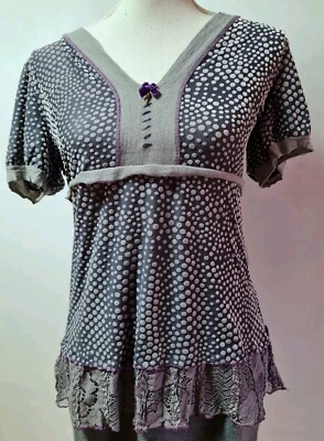 Elisa Cavaletti Top by Bottega M 36 38 Shirt Bluse Schmuckdetail Spitze 