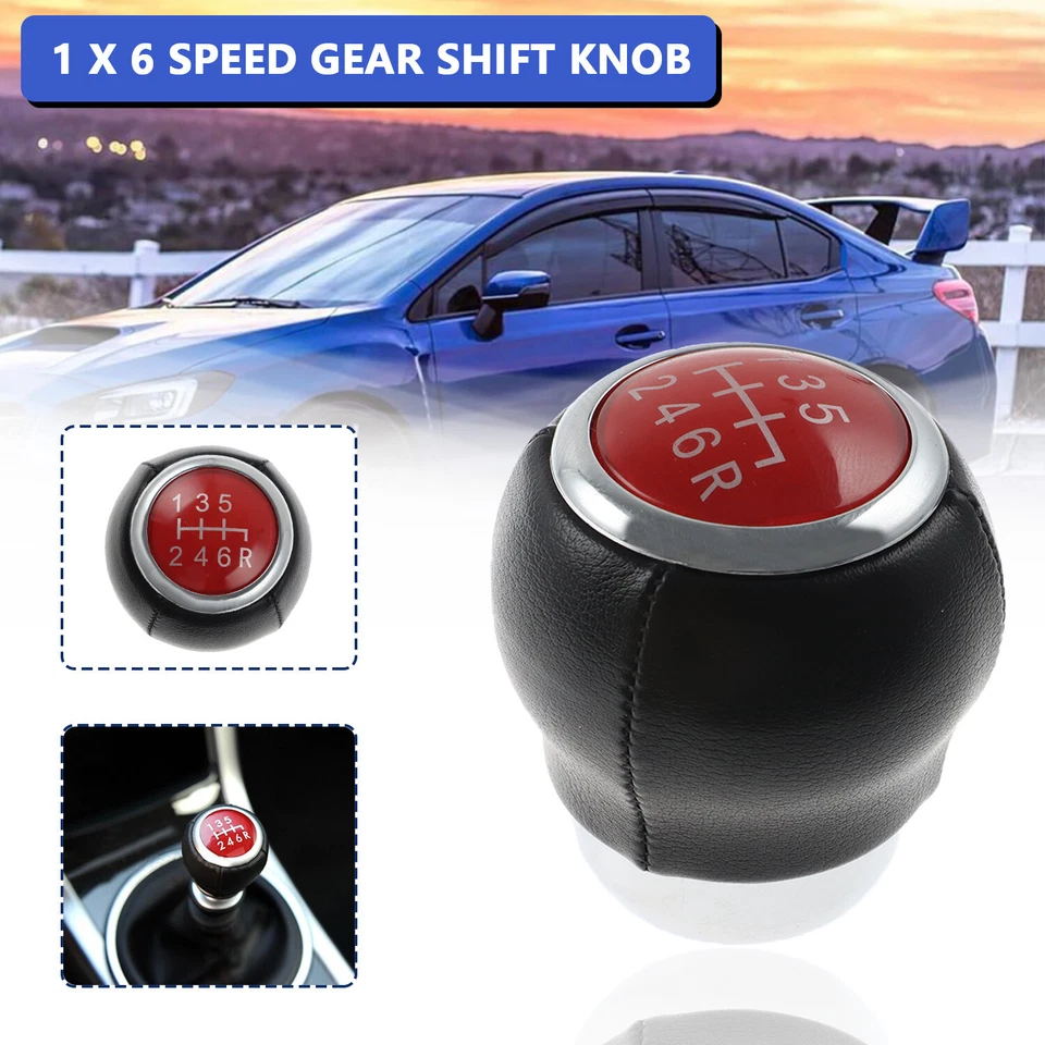 Perilla de cambio de marchas de cuero de 6 velocidades para Subaru Forester Outback Impreza WRX STI Foto 4 de 4