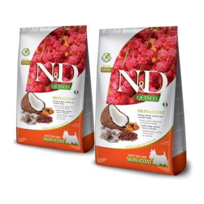 FARMINA N&D Quinoa Dog Skin&Coat Adult Mini Hering, Kokosnuss 2x2.5 kg